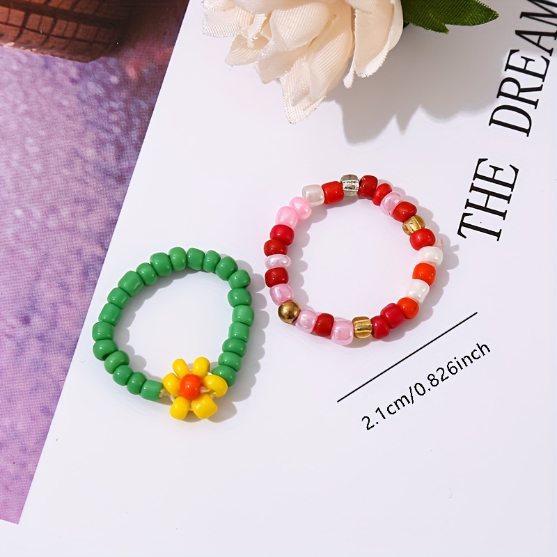 5pc Assorted Random Flower Rings Set